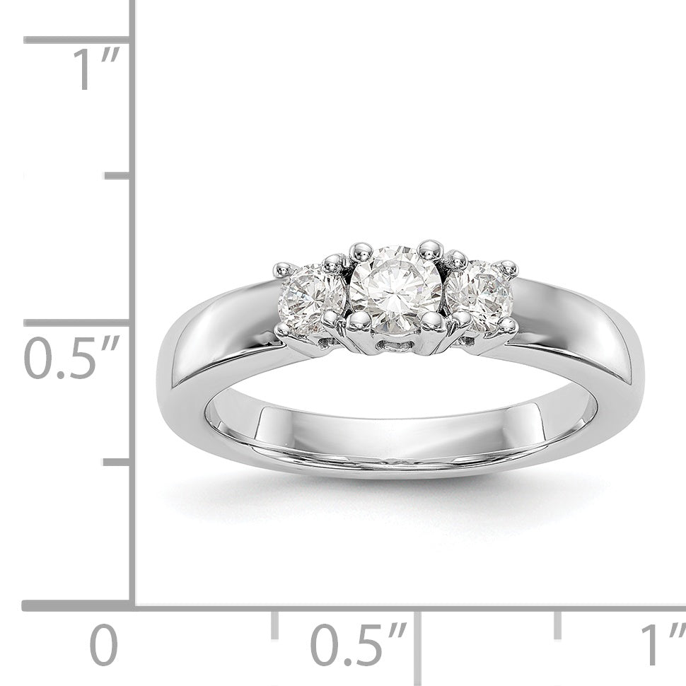 14K Weißgold Dreistein-Verlobungsring mit simulierten Diamanten