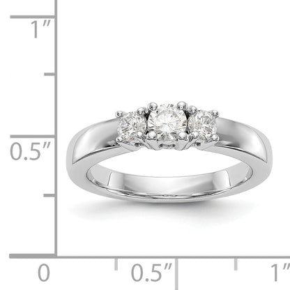 14K Weißgold Dreistein-Verlobungsring mit simulierten Diamanten
