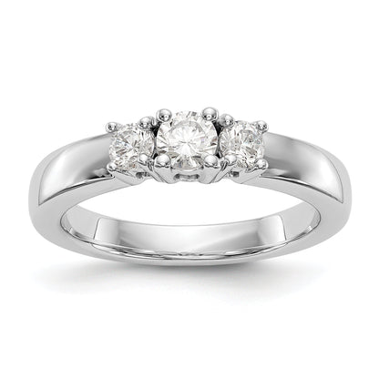 14K Weißgold Dreistein-Verlobungsring mit simulierten Diamanten