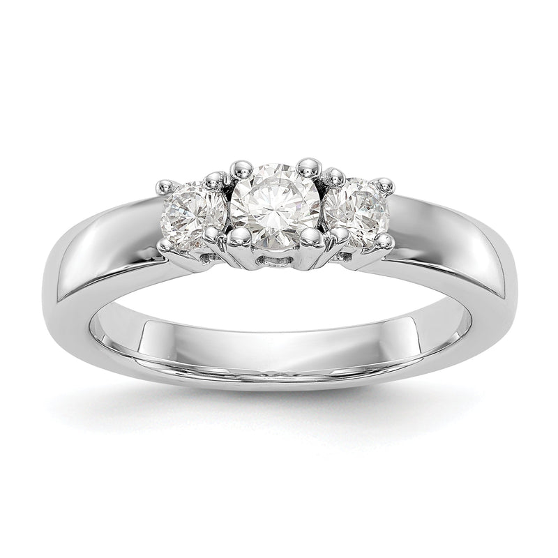 14K Weißgold Dreistein-Verlobungsring mit simulierten Diamanten