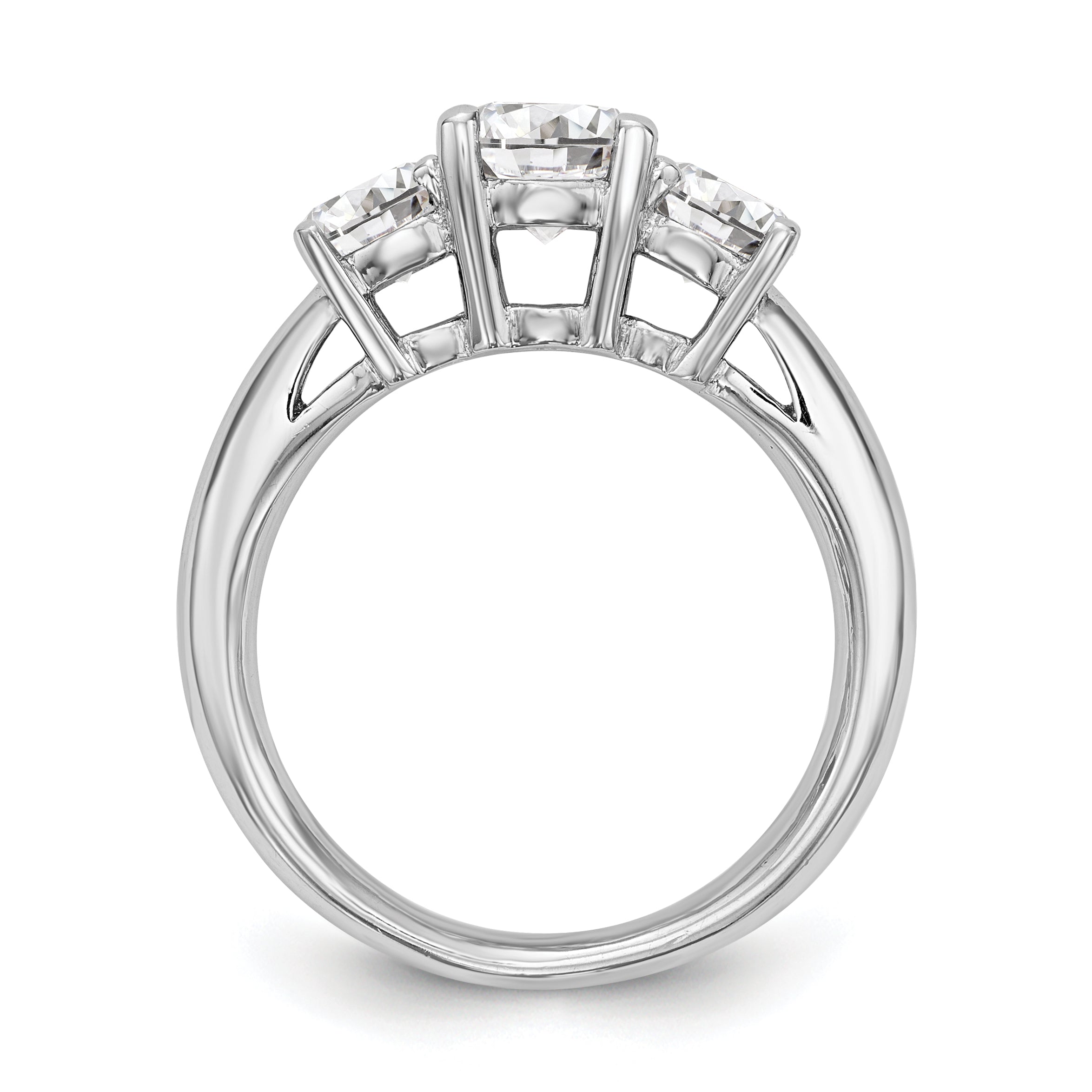 Verlobungsring aus 14K Weißgold mit 3 Steinen und simulierten Diamanten