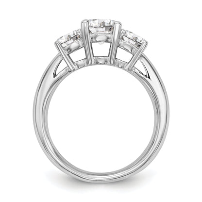 Verlobungsring aus 14K Weißgold mit 3 Steinen und simulierten Diamanten
