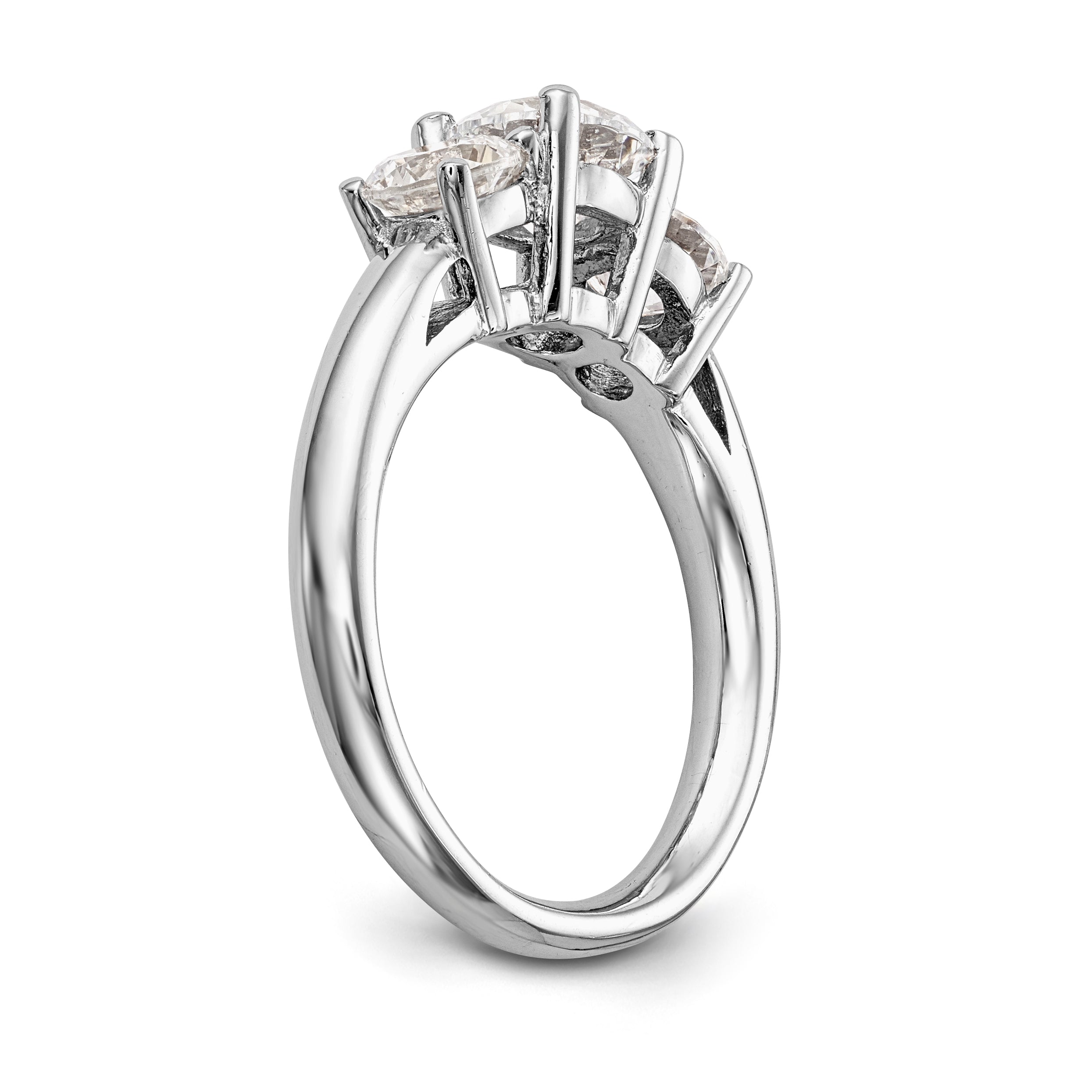 Verlobungsring aus 14K Weißgold mit 3 Steinen und simulierten Diamanten