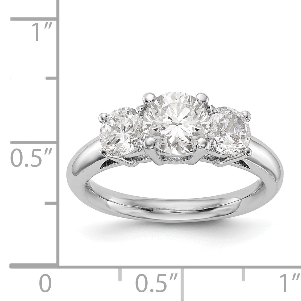 Verlobungsring aus 14K Weißgold mit 3 Steinen und simulierten Diamanten