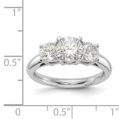 Verlobungsring aus 14K Weißgold mit 3 Steinen und simulierten Diamanten