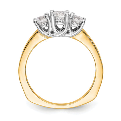 14K Bicolor Dreistein-Verlobungsring mit Zirkonia