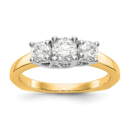 14K Bicolor Dreistein-Verlobungsring mit Zirkonia