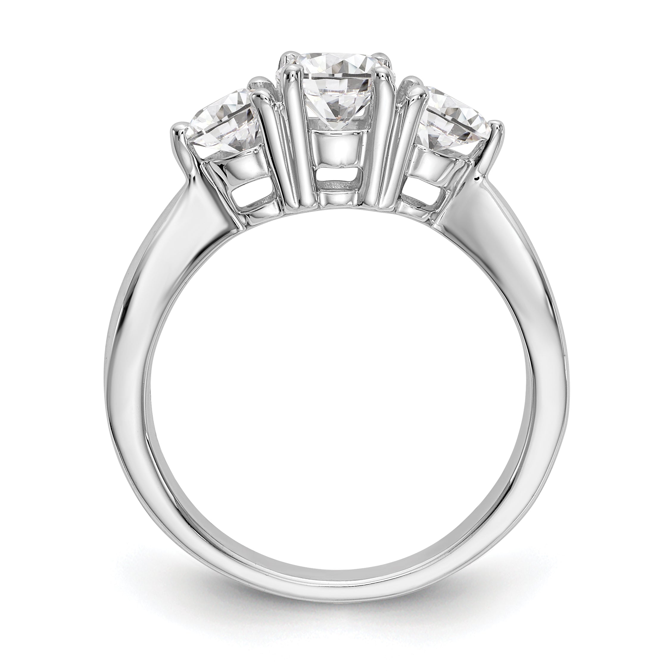 14K Weißgold Dreistein Verlobungsring mit simulierten Diamanten