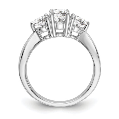 14K Weißgold Verlobungsring mit 3 simulierten Diamanten