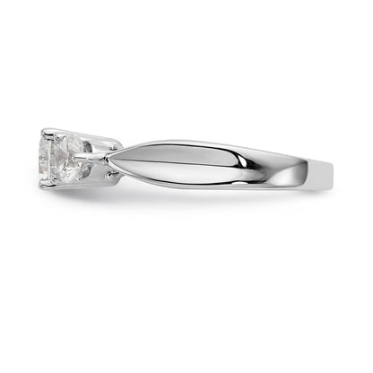 14K Weißgold Dreistein Verlobungsring mit simulierten Diamanten