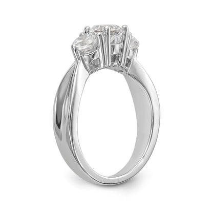 14K Weißgold Dreistein Verlobungsring mit simulierten Diamanten