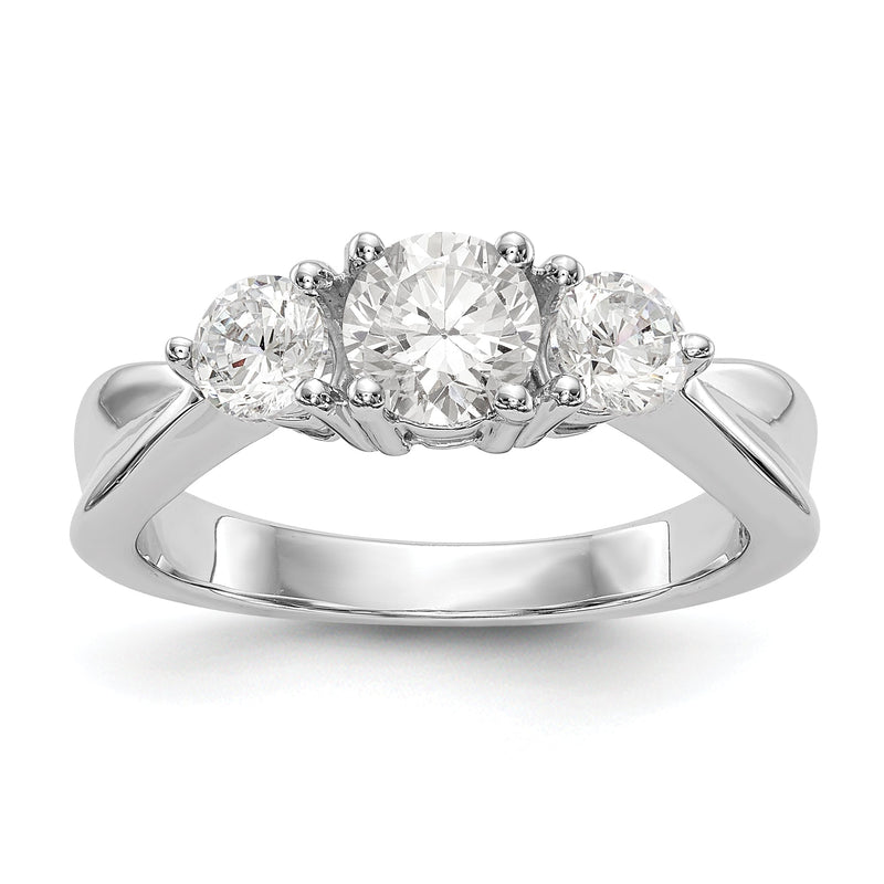 585 Weißgold Verlobungsring mit 3 simulierten Diamanten
