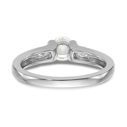 585 Weißgold Verlobungsring, Dreistein, Zargenfassung mit simulierten Diamanten