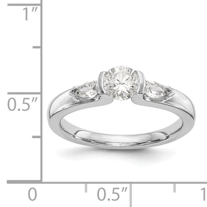 585 Weißgold Verlobungsring, Dreistein, Zargenfassung mit simulierten Diamanten
