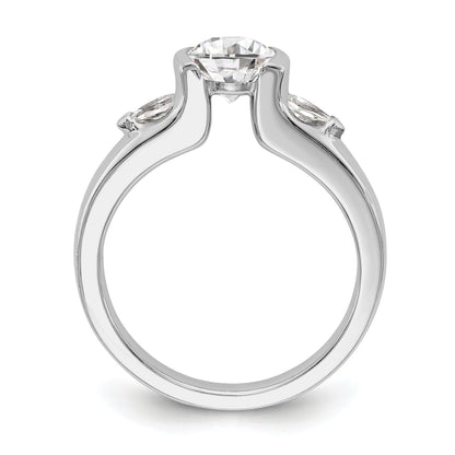 14K Weißgold Verlobungsring mit 3 zargengefassten Diamant-Simulanten