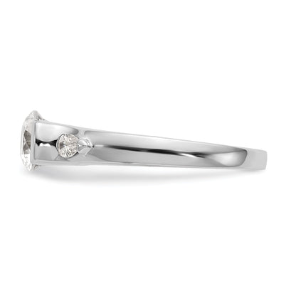 14K Weißgold Verlobungsring mit 3 zargengefassten Diamant-Simulanten