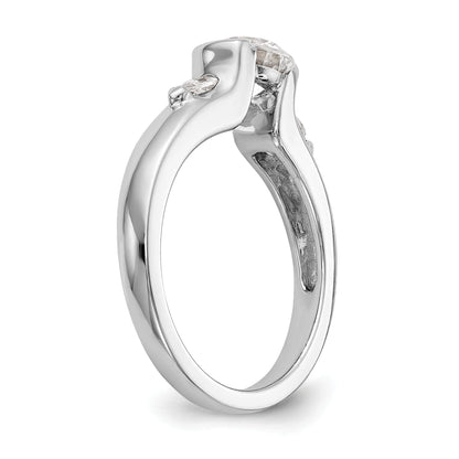 14K Weißgold Verlobungsring mit 3 zargengefassten Diamant-Simulanten