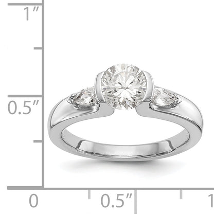 14K Weißgold Verlobungsring mit 3 zargengefassten Diamant-Simulanten