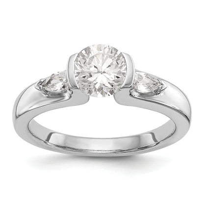 14K Weißgold Verlobungsring mit 3 zargengefassten Diamant-Simulanten