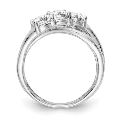 14K Weißgold Verlobungsring mit 3 Diamanten