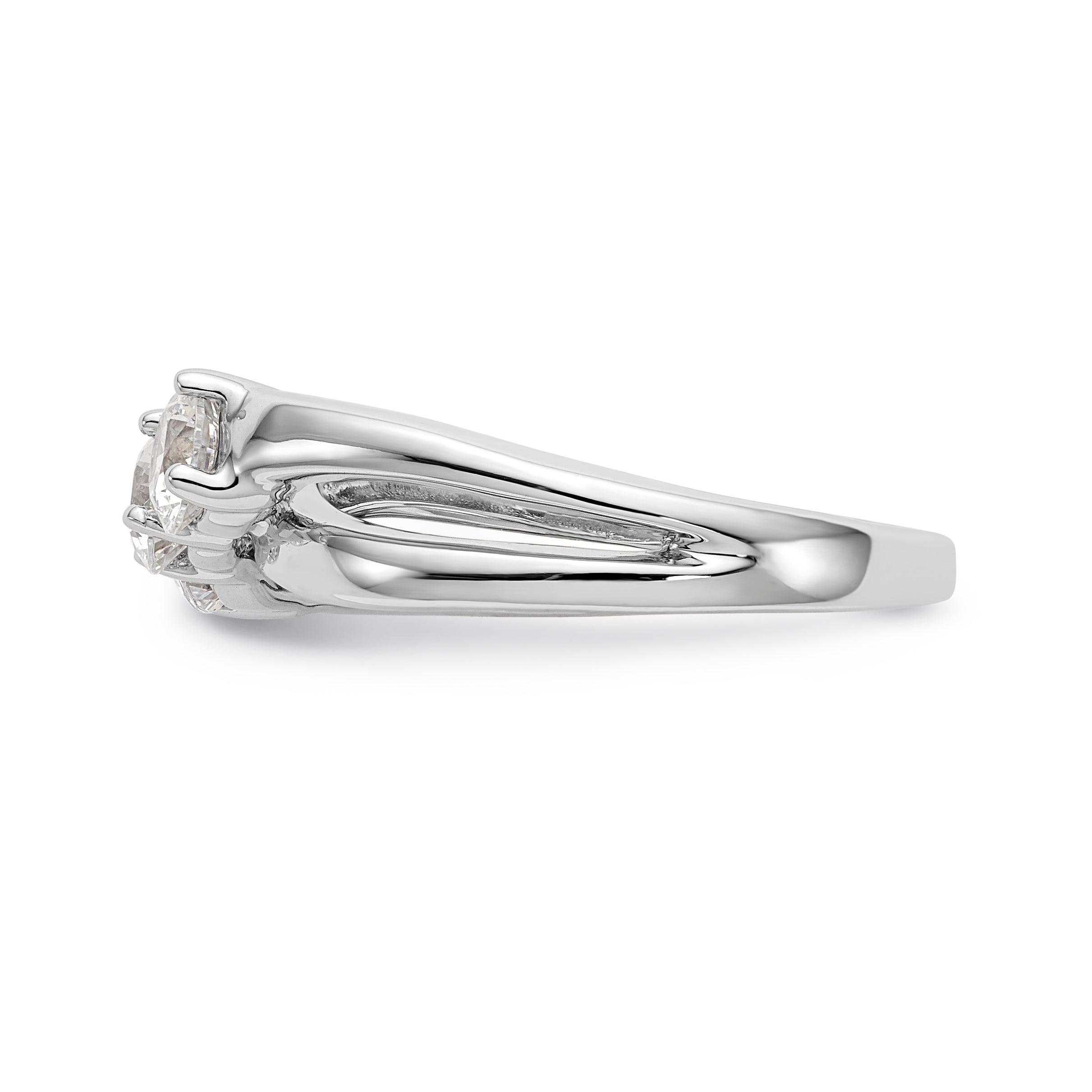 14K Weißgold Verlobungsring mit 3 Diamanten