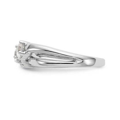 14K Weißgold Verlobungsring mit 3 Diamanten