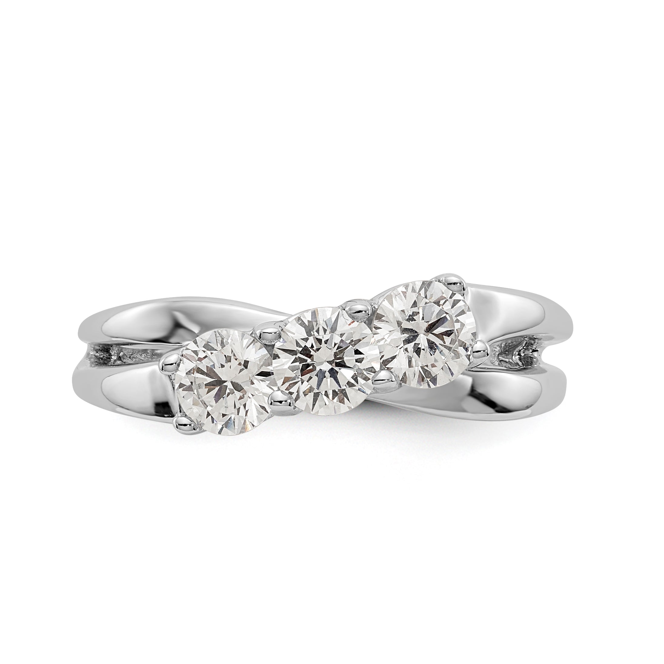 14K Weißgold Verlobungsring mit 3 Diamanten