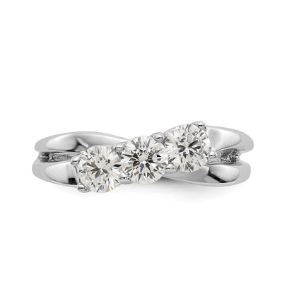 14K Weißgold Verlobungsring mit 3 Diamanten