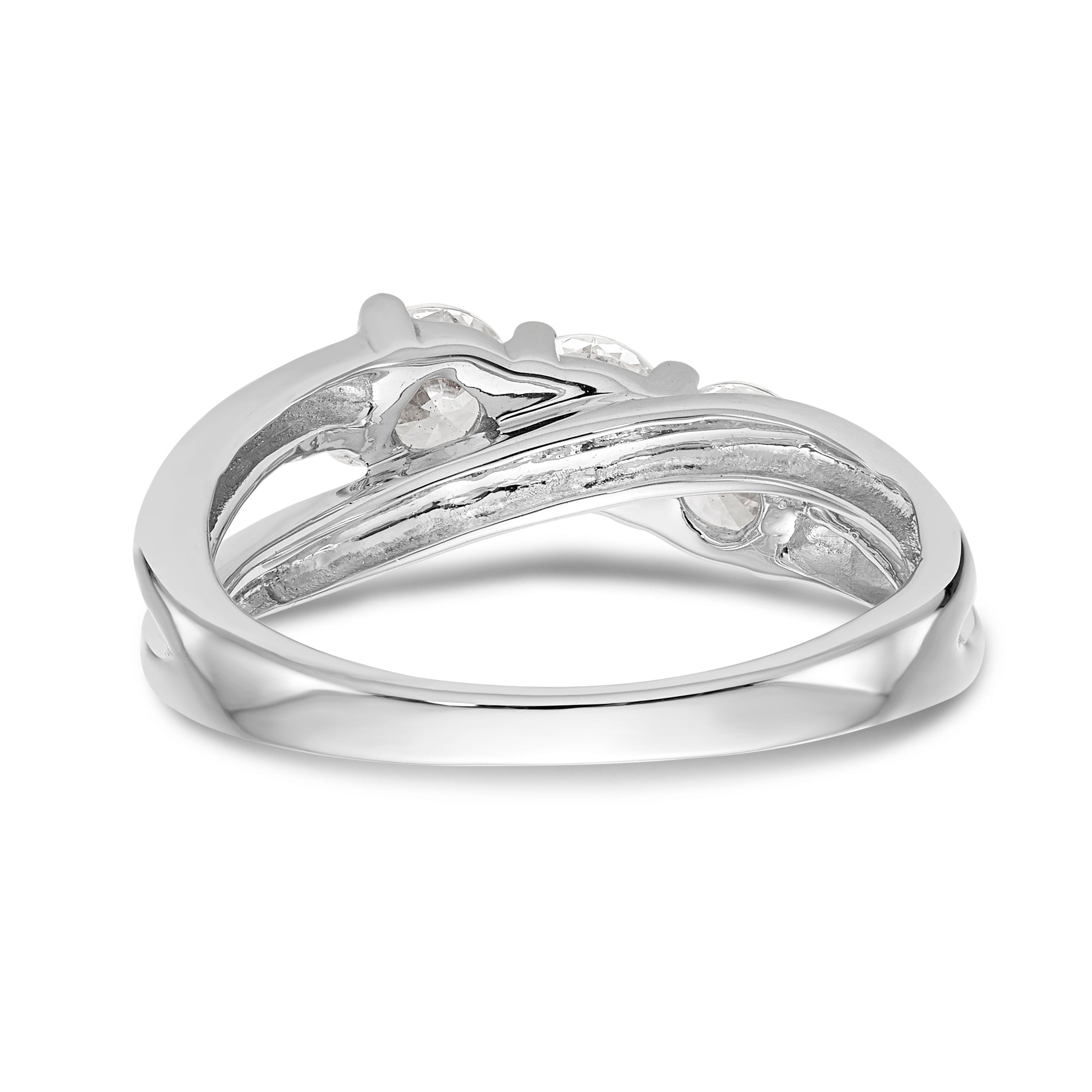 14K Weißgold Verlobungsring mit 3 Diamanten