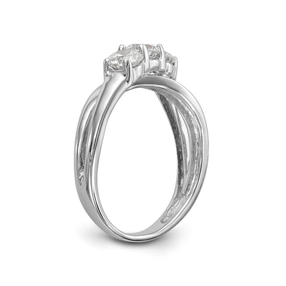 14K Weißgold Verlobungsring mit 3 Diamanten