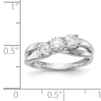 14K Weißgold Verlobungsring mit 3 Diamanten