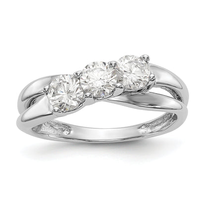 14K Weißgold Verlobungsring mit 3 Diamanten