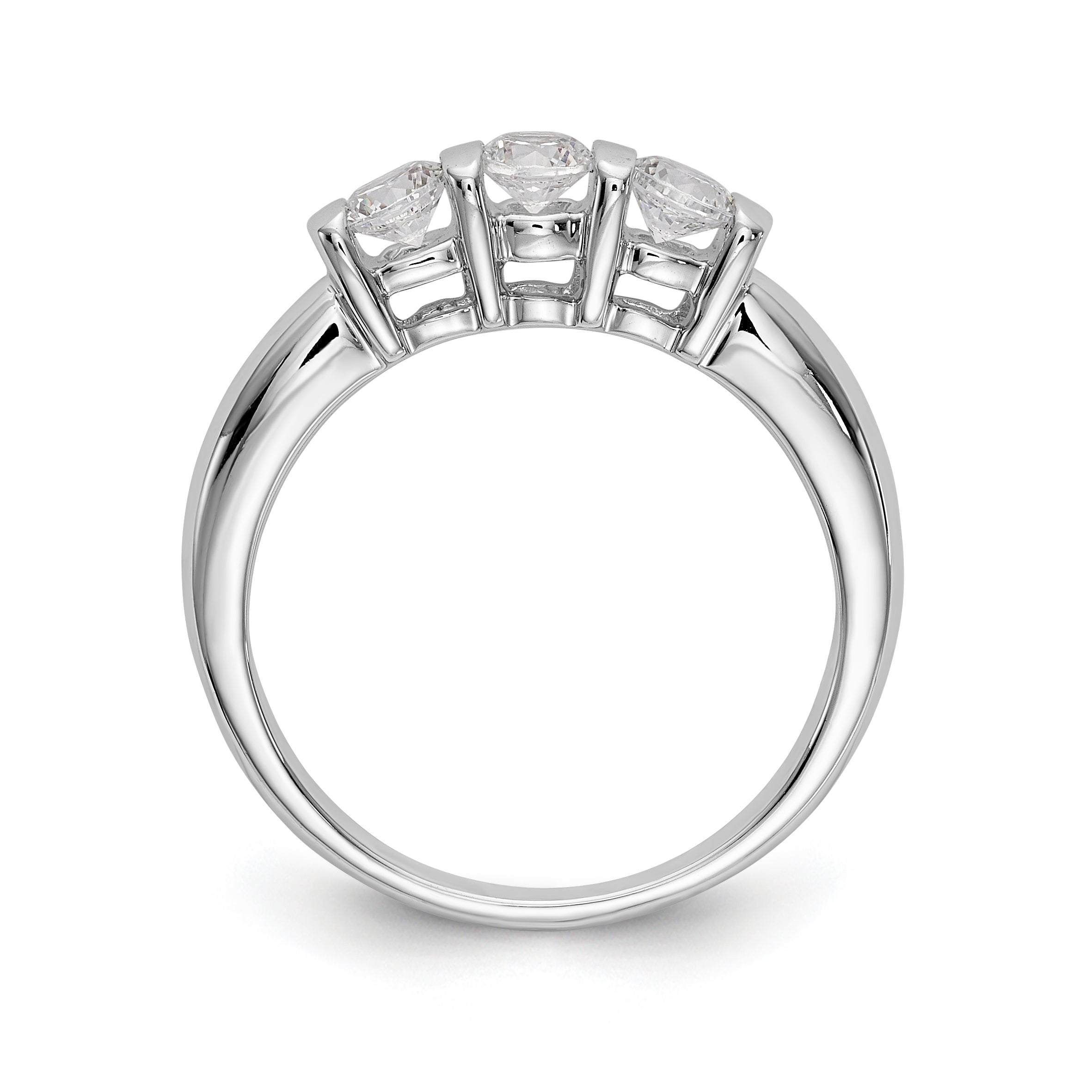 14K Weißgold Dreistein-Verlobungsring mit Diamanten
