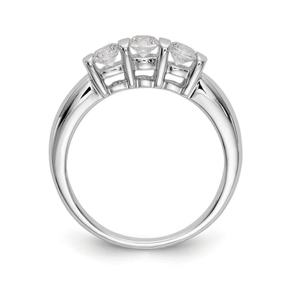 14K Weißgold Dreistein-Verlobungsring mit Diamanten