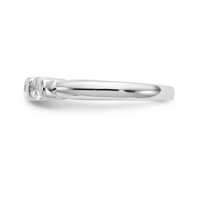 14K Weißgold Dreistein-Verlobungsring mit Diamanten