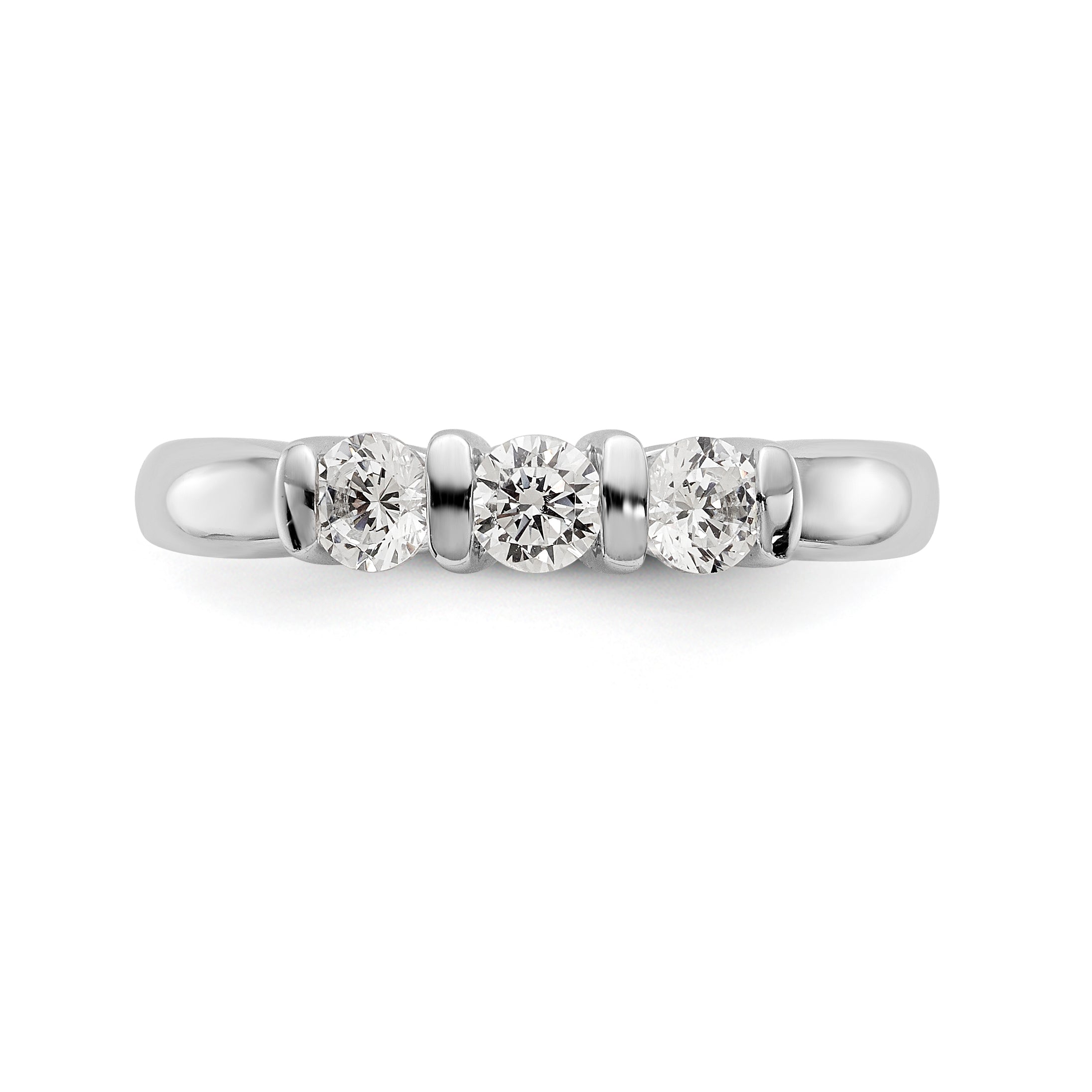 14K Weißgold Dreistein-Verlobungsring mit Diamanten