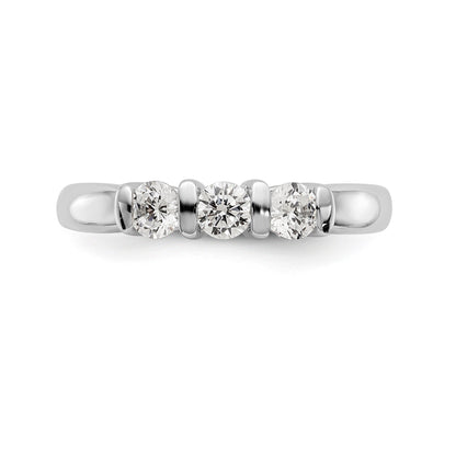 14K Weißgold Dreistein-Verlobungsring mit Diamanten