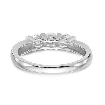 14K Weißgold Dreistein-Verlobungsring mit Diamanten