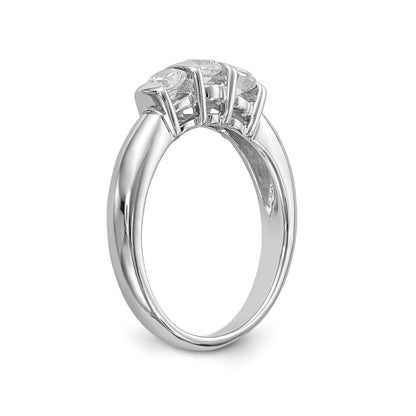14K Weißgold Dreistein-Verlobungsring mit Diamanten