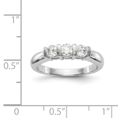 14K Weißgold Dreistein-Verlobungsring mit Diamanten