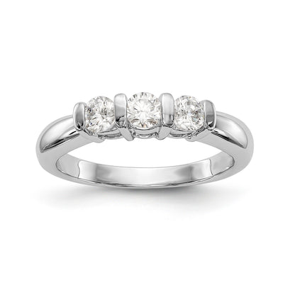 14K Weißgold Dreistein-Verlobungsring mit Diamanten
