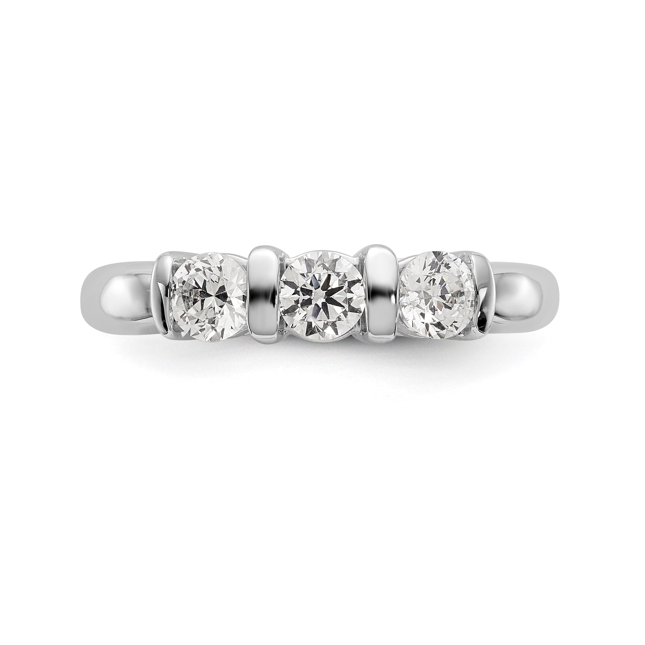 14-Karat-Weißgold-Verlobungsring mit 3 Diamanten