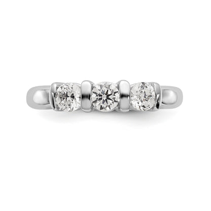 14-Karat-Weißgold-Verlobungsring mit 3 Diamanten