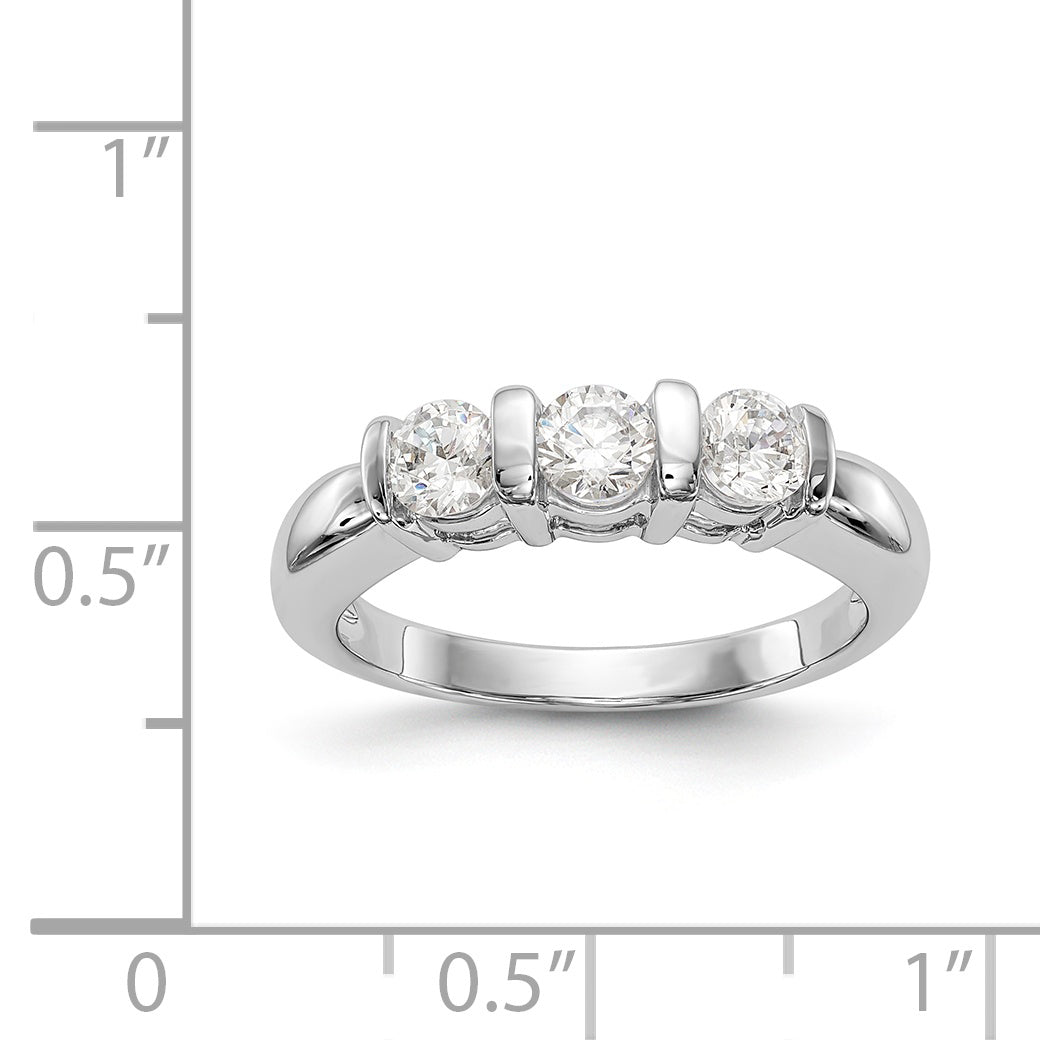 14-Karat-Weißgold-Verlobungsring mit 3 Diamanten
