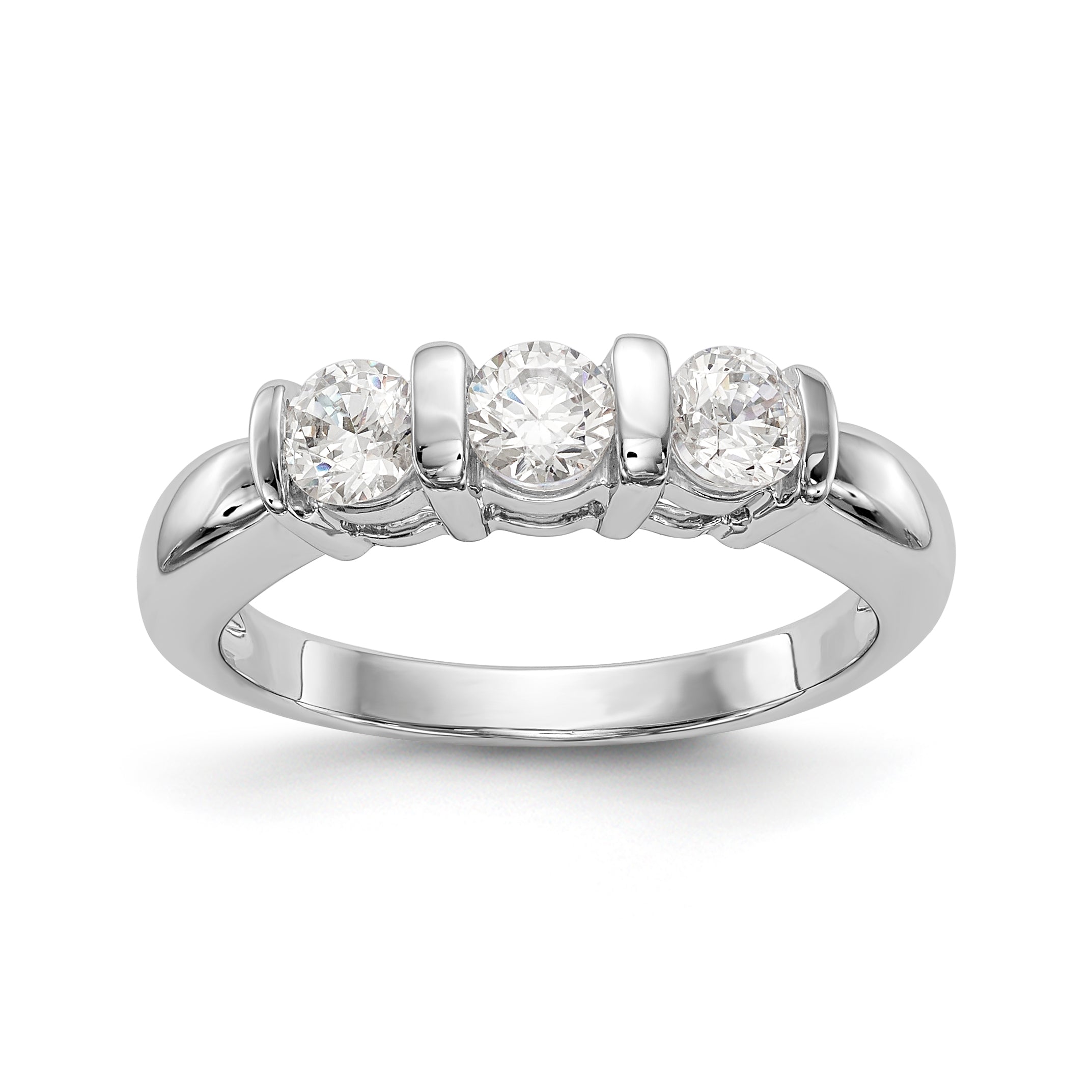 14-Karat-Weißgold-Verlobungsring mit 3 Diamanten