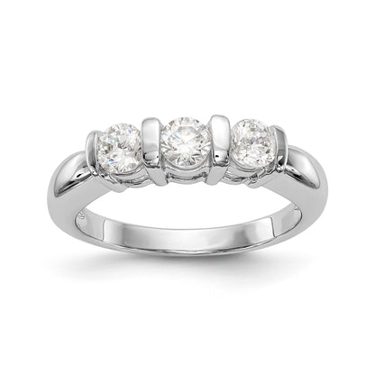 14-Karat-Weißgold-Verlobungsring mit 3 Diamanten