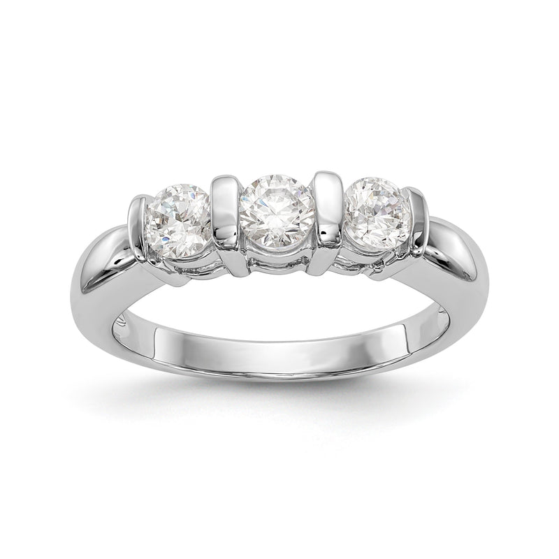 14K Weißgold Verlobungsring mit 3 Diamanten
