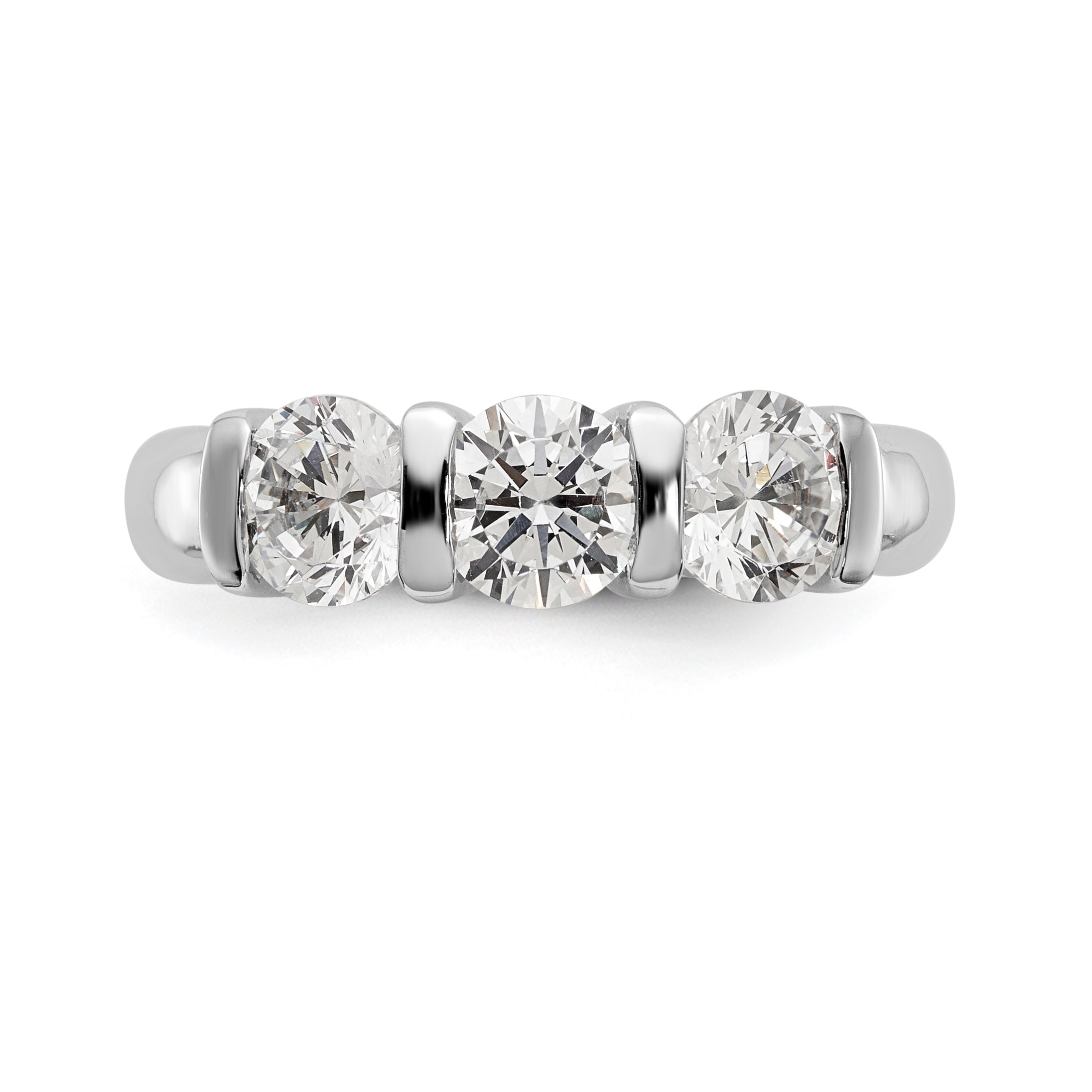 14K Weißgold Diamant-Verlobungsring Dreistein