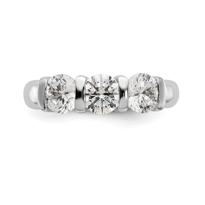 14K Weißgold Diamant-Verlobungsring Dreistein