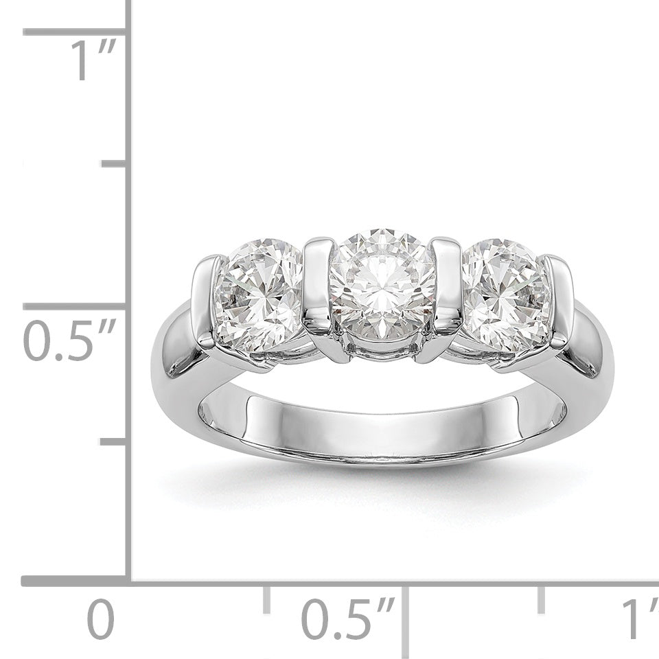 14K Weißgold Diamant-Verlobungsring Dreistein